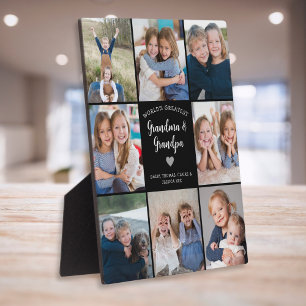 Personalised 8 Photo Collage Grandparents Modern Plaque