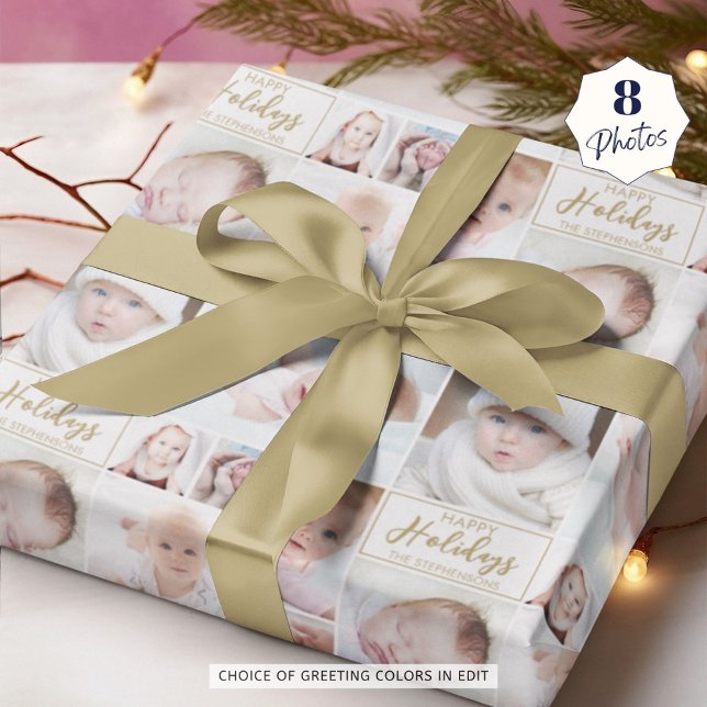 Personalised 8 Photo Custom Greeting and Colour Wrapping Paper (Creator Uploaded)