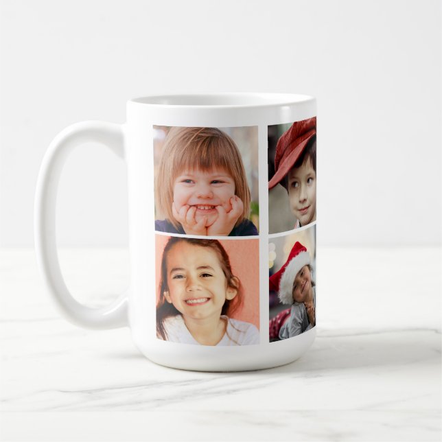 "Personalised 8 Photo Grid Collage White  Coffee Mug (Left)