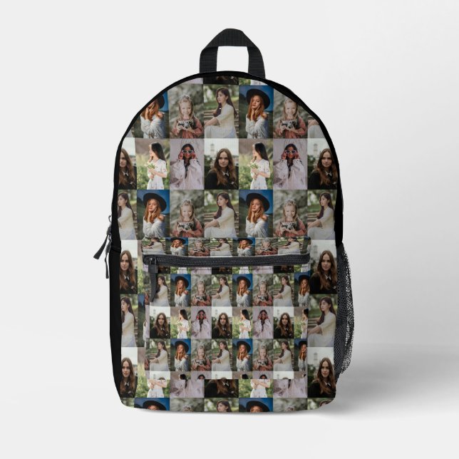 Personalised 8 Photo Memory Collage Travel  Printed Backpack (Front)
