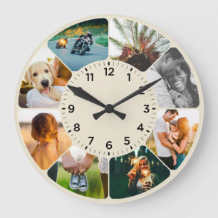 Personalised 8 Rounded Photos Large Clock