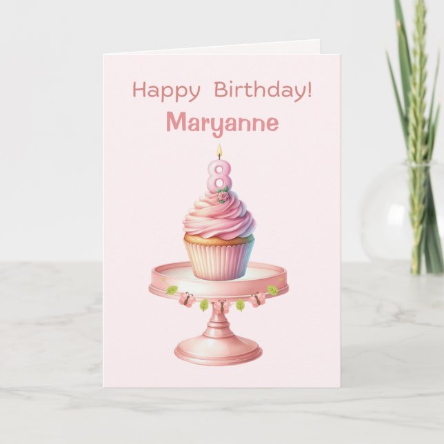 Personalised 8th Birthday Cupcake Card (Front)