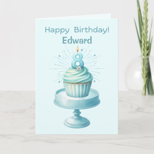 Personalised 8th Birthday Cupcake Card (Front)