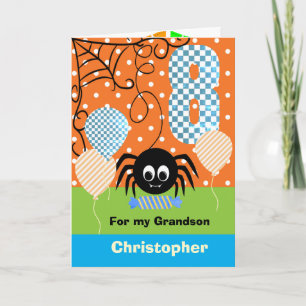 Personalised 8th Birthday Halloween for Grandson Card