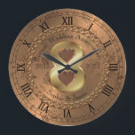 Personalised 8th Bronze Anniversary Gift Idea Large Clock<br><div class="desc">Personalised Bronze effect 8th Anniversary wall clock. Customisable 8 year wedding anniversary celebration gift idea for him,  her or couple.</div>