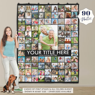 Personalised 90 Photo Collage Custom Colour Fleece Blanket