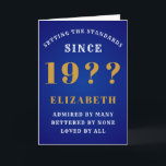 Personalised 90th Birthday 1930s Add Your Name Card<br><div class="desc">For those born in 1930s and celebrating their 90th birthday we have the ideal birthday greeting card. Easily customise the text to the front and the interior of this birthday card using the template provided. Part of the setting standards range of greeting cards.</div>
