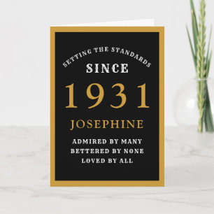 Personalised 90th Birthday 1931 Black Gold Chic Card