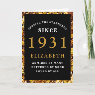 Personalised 90th Birthday 1931 Black Gold Elegant Card