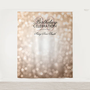 Personalised 90th Birthday Backdrop Rose Gold Tapestry