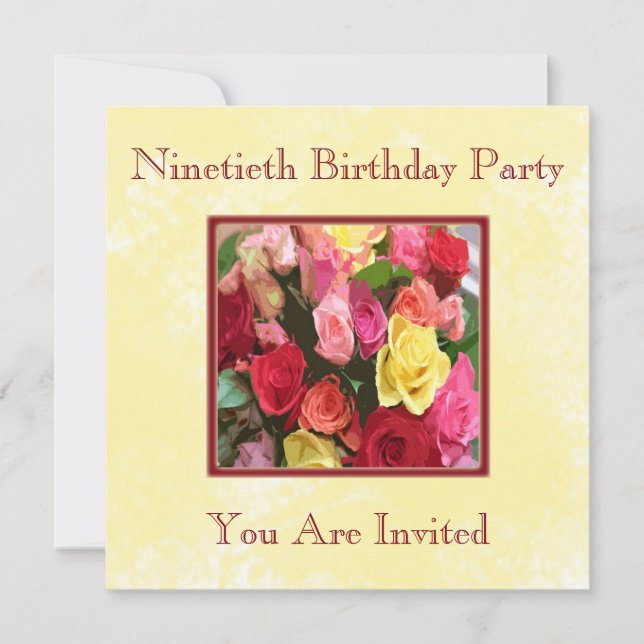 Personalised 90th Birthday Party Invitations (Front)
