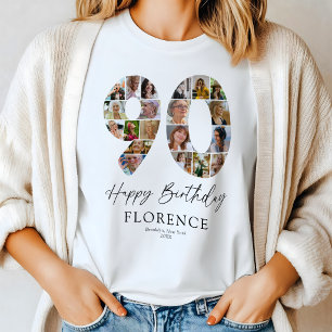 Personalised 90th Birthday Photo Collage T-Shirt