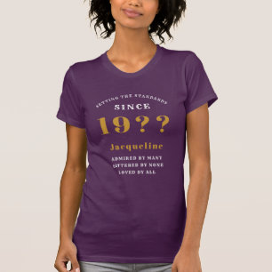 Personalised 90th Birthday Purple Gold For Her T-Shirt