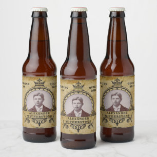 Personalised 90th Birthday Vintage Photo Template Beer Bottle Label