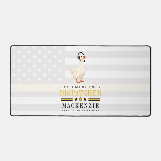 Personalised 911 Dispatcher Goose With Headset Desk Mat (Front)