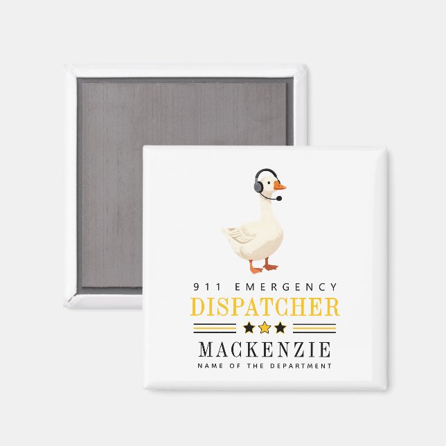 Personalised 911 Dispatcher Goose With Headset Magnet (Front/Back)