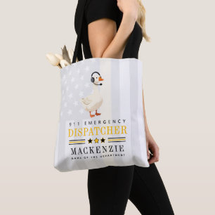 Personalised 911 Dispatcher Goose With Headset  Tote Bag