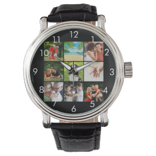 Personalised 9 Family Photo Collage Black Watch