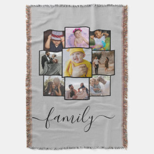 Personalised 9 Photo and Text Photo Collage Family Throw Blanket