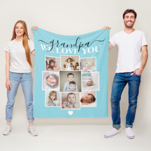 Personalised 9 Photo and Text Photo Collage Fleece Blanket