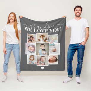 Personalised 9 Photo and Text Photo Collage Fleece Blanket