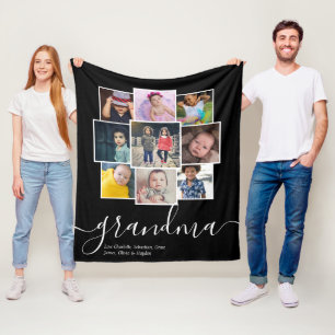 Personalised 9 Photo and Text Photo Collage Fleece Blanket
