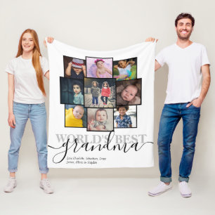 Personalised 9 Photo and Text Photo Collage Fleece Blanket