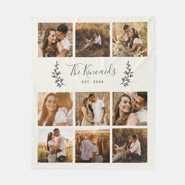 Personalised 9 Photo Collage  Fleece Blanket (Front)