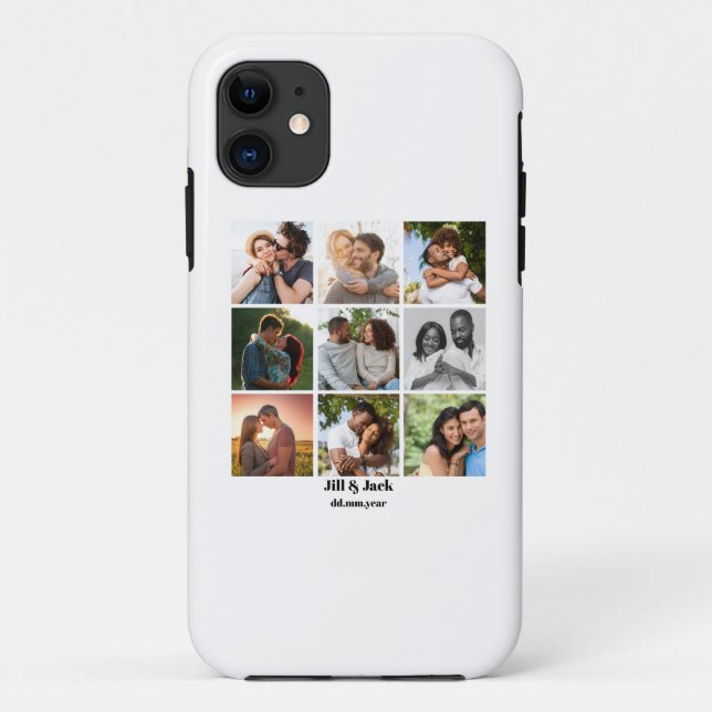 Personalised 9 Photo Collage Template for Couples Case-Mate iPhone Case (Back)