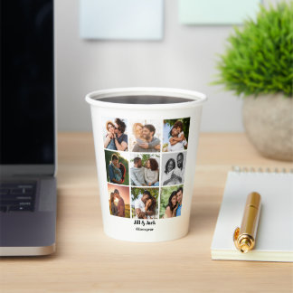 Personalised 9 Photo Collage Template for Couples Paper Cups
