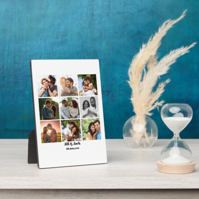 Personalised 9 Photo Collage Template for Couples Plaque (Side)