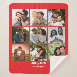 Personalised 9 Photo Collage Template for Couples Sherpa Blanket