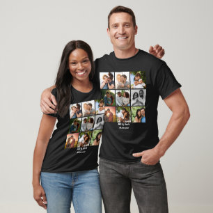 Personalised 9 Photo Collage Template for Couples T-Shirt