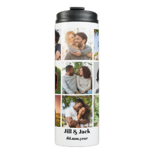 Personalised 9 Photo Collage Template for Couples Thermal Tumbler