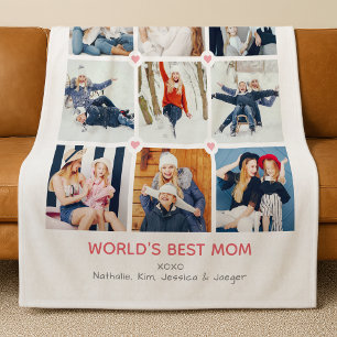 Personalised 9-Photo 'World's Best Mum' Fleece Blanket