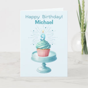 Personalised 9th Birthday Cupcake Card
