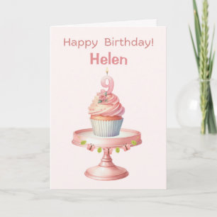 Personalised 9th Birthday Cupcake Card