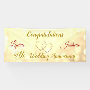 Personalised 9th Wedding Anniversary Banner