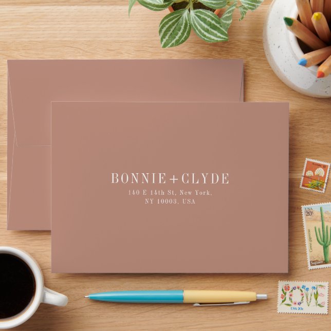 Personalised A7 Wedding RSVP Envelope with Address (Desk)