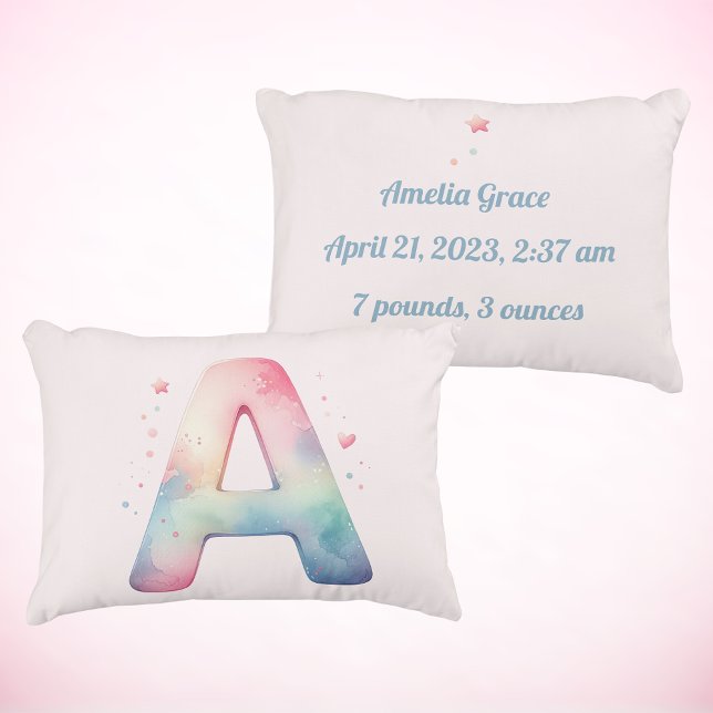 Personalised 'A' Birth round pillow (Creator Uploaded)