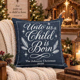Personalised A Child Is Born Christmas Pillow