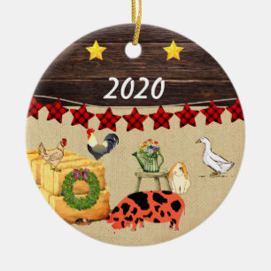 Personalised - A Country Christmas KuneKune Pig Ceramic Tree Decoration