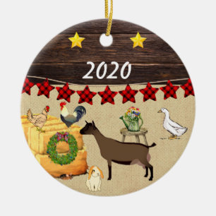 Personalised - A Country Christmas Oberhasli Goat Ceramic Tree Decoration