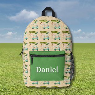 Personalised A Day Of Golfing Pattern Printed Backpack
