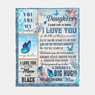 Personalised A Letter To My Daughter, Butterflies Fleece Blanket