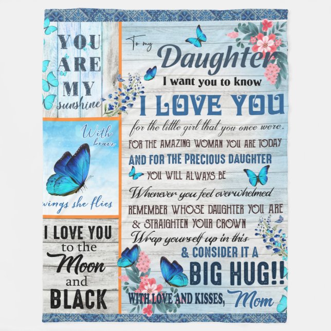 Personalised A Letter To My Daughter, Fleece Blanket (Front)
