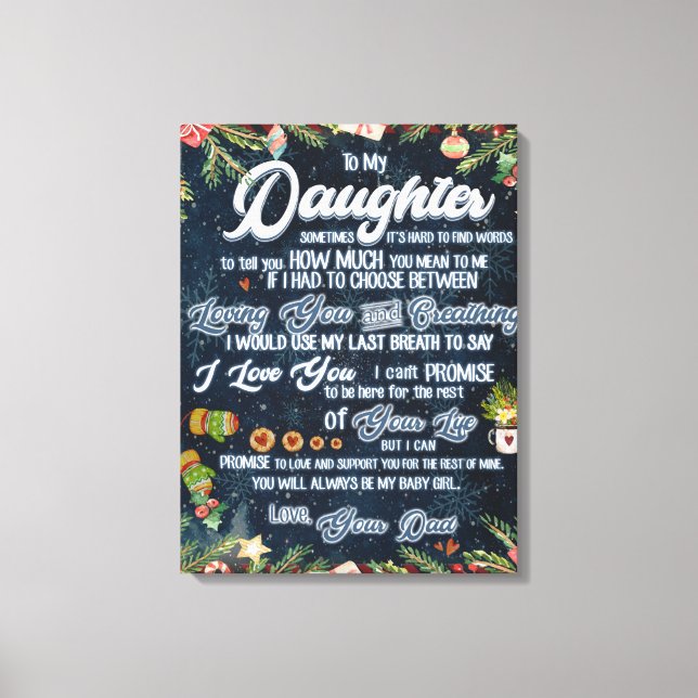 Personalised A Letter To My Daughter From Dad, Canvas Print (Front)