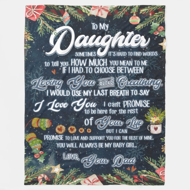 Personalised A Letter To My Daughter From Dad, Fleece Blanket (Front)