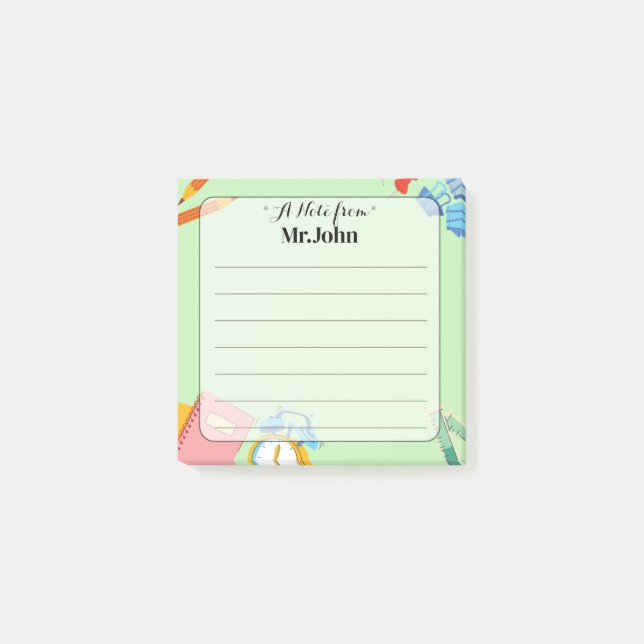 Personalised "A Note From" Teacher Post-it Notes | (Front)