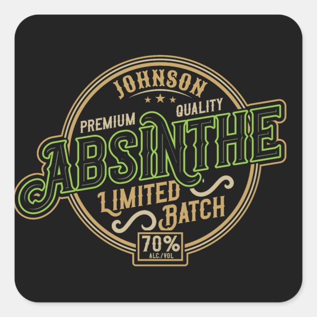 Personalised Absinthe Herbal Spirit Liquor Label (Front)